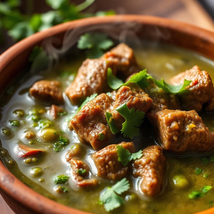 Guisado de res en salsa verde estilo casero
