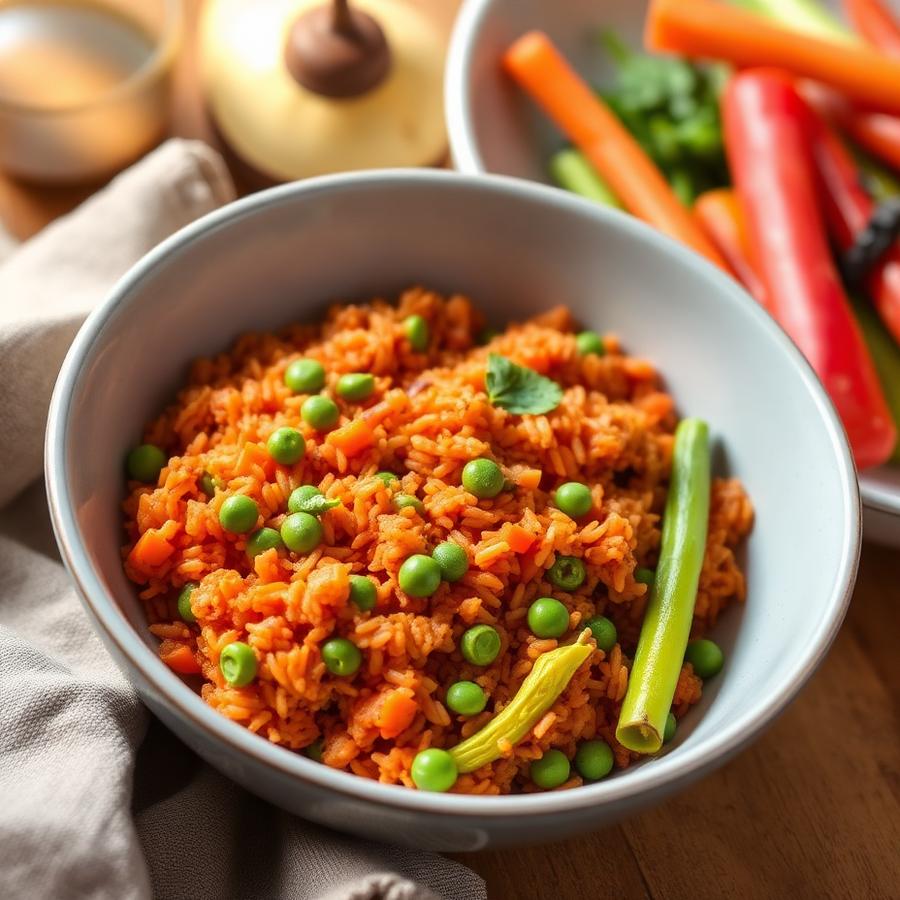 Arroz rojo mexicano con verduras