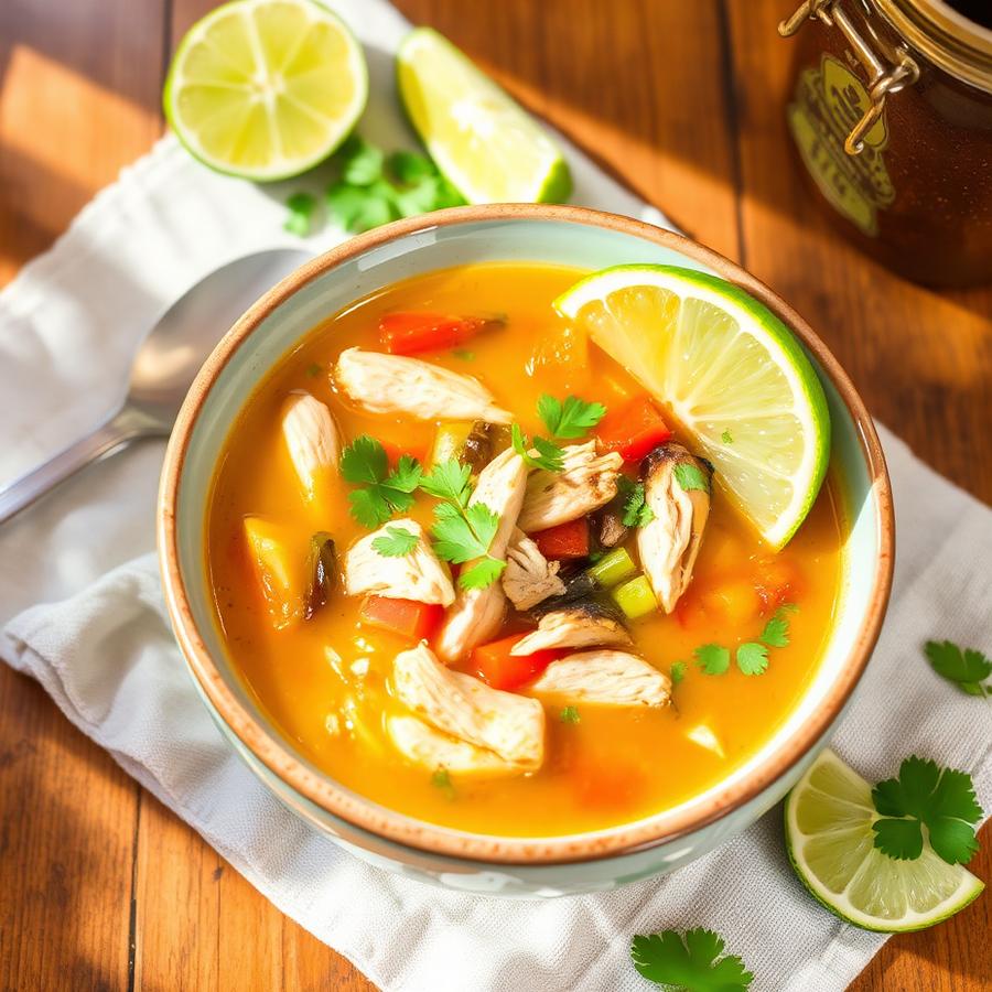 Caldo de pollo con verduras